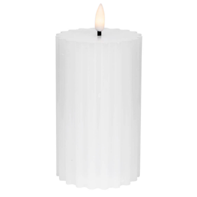 Star Trading LED-Echtwachskerzen, Flamme Stripe, 1 warmweiße flackernde LED, weiß