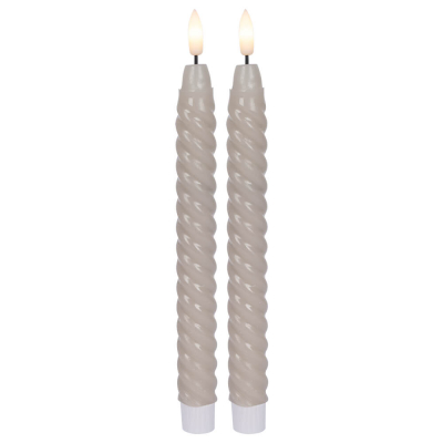 Star Trading LED-Echtwachskerzen Flamme Swirl Antique, 2er-Set, beige