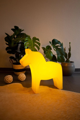 8 seasons - Motivleuchte Shining Dala Horse 43 cm gelb veredelt Solar