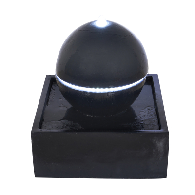Ubbink TRIPOLI - schwarze Polyresin-Kugel mit umlaufender LED-Beleuchtung