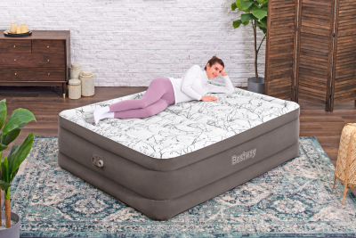 Bestway TriTech Doppelluftbett Fashion Flock mit integrierter Elektropumpe 203 x 152 x 56 cm