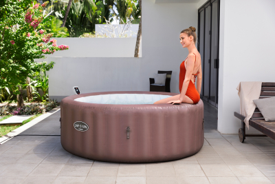 Bestway LAY-Z-SPA Energiespar-Whirlpool Hawaii AirJet mit App-Steuerung, für 6 Personen, Durchmesser 196 x 71 cm, Terrakotta