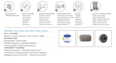 Bestway LAY-Z-SPA Energiespar-Whirlpool Rome AirJet mit App-Steuerung, für 6 Personen, 180 x 180 x 71 cm, Marmor-Optik (Braun)