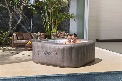 Bestway LAY-Z-SPA Energiespar-Whirlpool Rome AirJet mit App-Steuerung, für 6 Personen, 180 x 180 x 71 cm, Marmor-Optik (Braun)