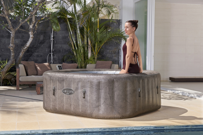 Bestway LAY-Z-SPA Energiespar-Whirlpool Rome AirJet mit App-Steuerung, für 6 Personen, 180 x 180 x 71 cm, Marmor-Optik (Braun)