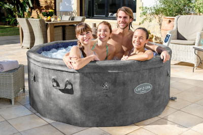 Bestway LAY-Z-SPA Whirlpool Carrara AirJet mit App-Steuerung, Schaumstoffpaneele, für 6 Personen, Durchm. 170 x 65 cm, Alabaster-Optik