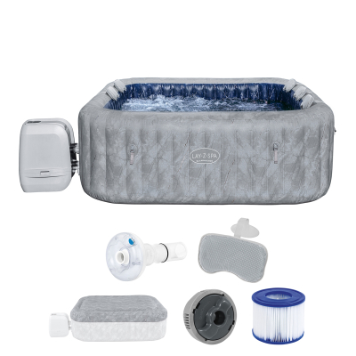 Bestway LAY-Z-SPA Energiespar-Whirlpool San Francisco HydroJet Pro mit App-Steuerung, für 7 Personen 230 x 230 x 71 cm, Marmor-Optik (Samtgrau)