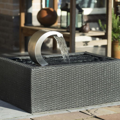 Ubbink Mamba S LED - Wasserfall, Inox 316L, 9 LEDs, 12VAC-3,25VA,  1 1/2, Anschlussmaterial, H24 x 27,5 x 13,5 cm, LED  60 Lumen, EEK A+, 1W 
