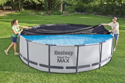 Bestway PVC-Abdeckplane Ø 370 cm, schwarz, rund
