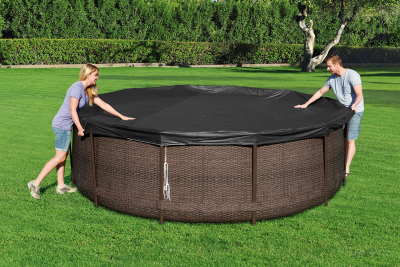 Bestway PVC-Abdeckplane Ø 370 cm, schwarz, rund