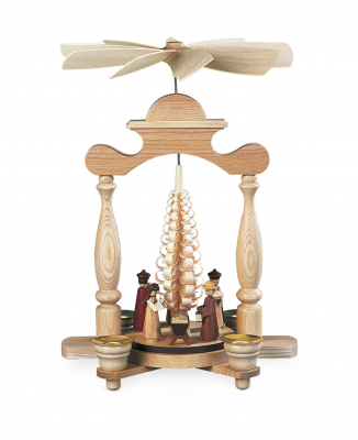 Pyramide Christi Geburt Spanbaum 1-Stöckig, Natur, 22x15x32cm
