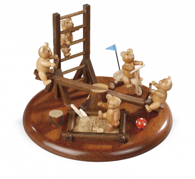Motivplattform für Elektr. Spieldosen Bärenspielplatz Mit Beweglicher Wippe, 10cm,