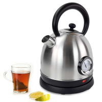 Syntrox 1,8 Liter Edelstahl schnurlos Wasserkocher mit Thermometer 360° cordess