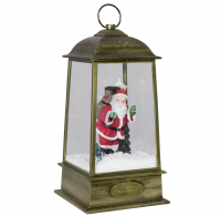 Christmas Paradise Schneiende LED Laterne Motiv Santa, gold, INNEN