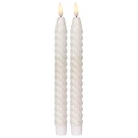 Star Trading LED-Echtwachskerzen Flamme Swirl Antique, 2er-Set, weiß