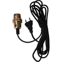 STAR Trading Lampenfassung Metall E14 Textilkabel 3,5m messing/schwarz