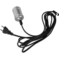 STAR Trading Lampenfassung Metall E27 Textilkabel 3,5m chrom/schwarz