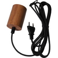 STAR Trading Lampenfassung Holz E27 Textilkabel 3,5m natur