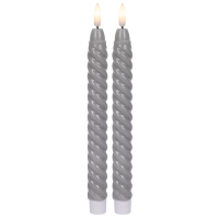 Star Trading LED-Echtwachskerzen Flamme Swirl Antique, 2er-Set, grau