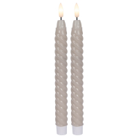 Star Trading LED-Echtwachskerzen Flamme Swirl Antique, 2er-Set, beige
