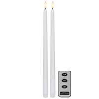 Star Trading LED-Echtwachskerze, Flamme Slim, 1 warmweiße flackernde LED, 2er-Set, weiß