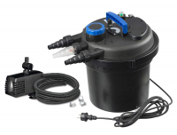 Ubbink Bio Pressure 10000 Plus Set - Druckfilter - UV-C 11W, Xtra 3900, Expressreinigungsfunktion, Filtermatten : blau (10 ppi, H3,7 x 24,5 x 24,5 cm), 3x; gelb (30 ppi, H3,7 x 20 x 20 cm), 3x
