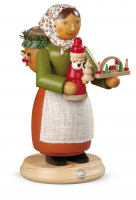 Räucherfigur, Gross Holzspielzeugverkäuferin, 14x24cm